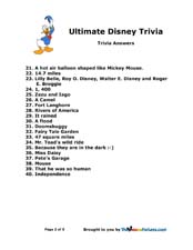 Walt Disney World and Disneyland Disney Trivia Challenge