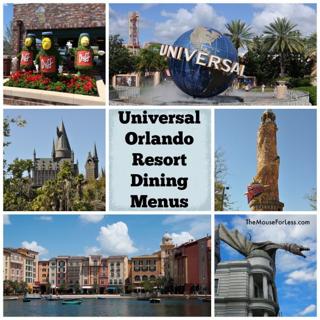 Universal Orlando Dining Menus for Theme Parks, City Walk and Resorts