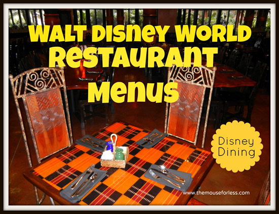 Walt Disney World Restaurant Dining Menus