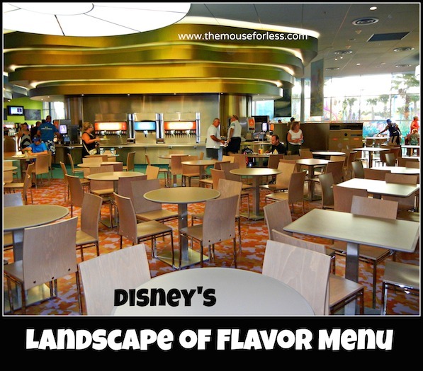 Landscape of Flavors Food Court Menu Disney's Art of
