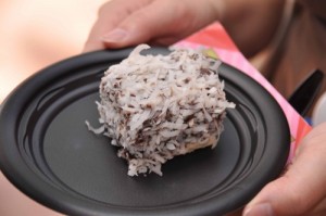 Australia's Lamington (chocolate covered butter cake)