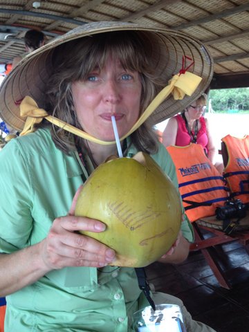 Testing out a coconut