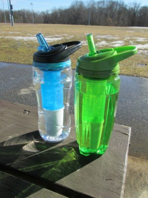 water bottles at park