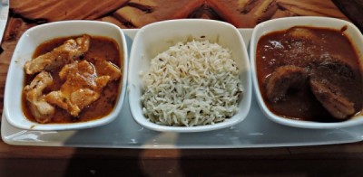 Chicken Vindaloo and Spicy Durban Shrimp with Basmati Rice