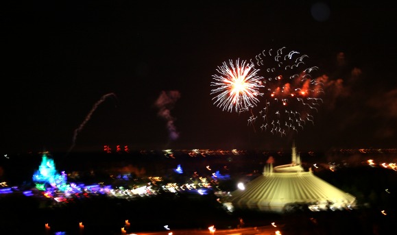 Magic Kingdom Fireworks from Observation Deck of the Contemporary Resort