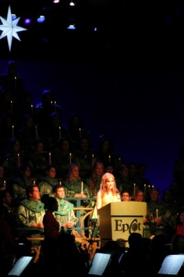 Jodi Benson, the voice of Ariel, tells the Christmas story to the captivated crowd