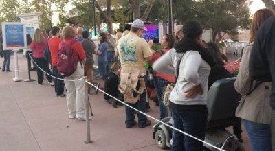 The line for the 6:45 show had already formed long before the 5:00 performance concluded