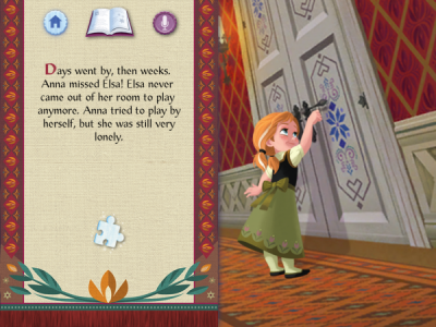 Reading the Frozen Storybook Deluxe app