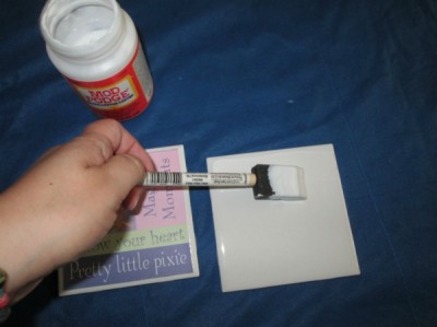 DIY Coaster Gluing Tiles