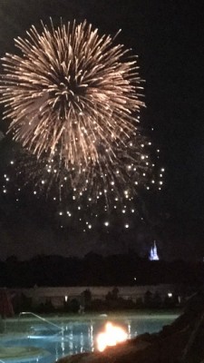 View of Wishes coming out of Polynesian's Grand Ceremonial House