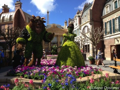 Belle and Beast topiary