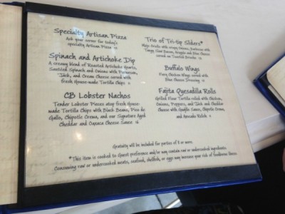 Cove Bar Menu