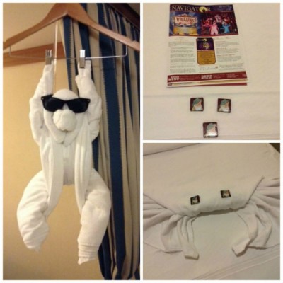 Disney Dream DCL Towels and chocolates