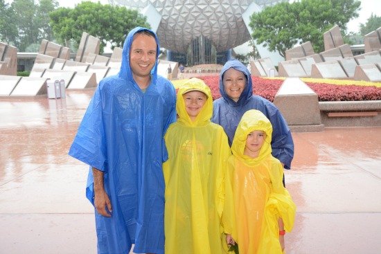 Epcot in rain ponchos