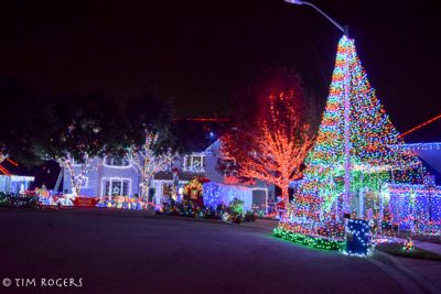 Christmas Light Show in Neighborhood