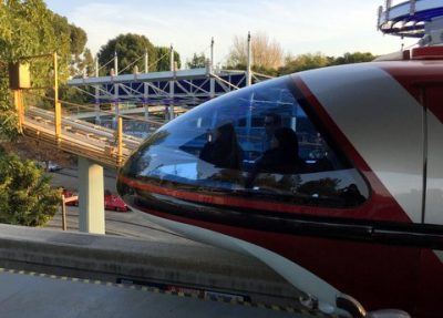 Ride up front on the monorail at Disneyland