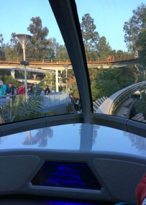 Ride up front on the monorail at Disneyland