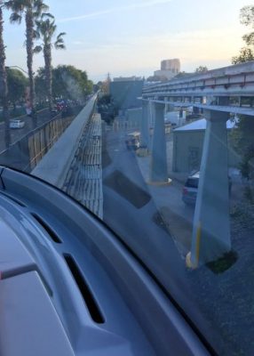 Ride up front on the monorail at Disneyland