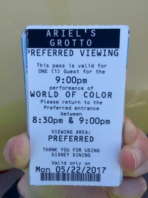 Ariel's Grotto World of Color FastPass