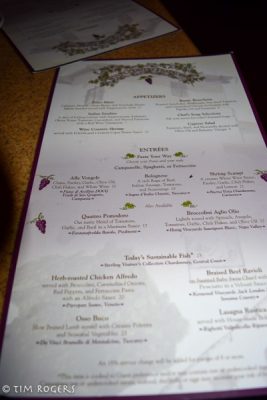 Wine Country Trattoria menu