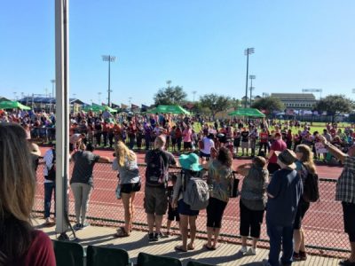 View from the grand stand at the Kids Races 100m dash | rundisney kids races