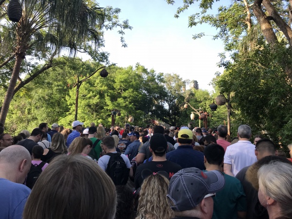 Crowd on bridge to Pandora