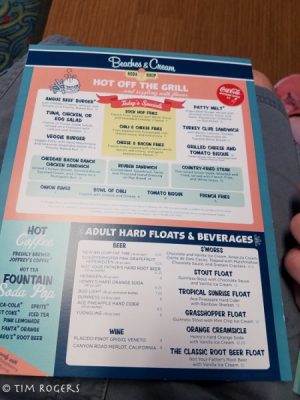 Beaches and Cream Menu