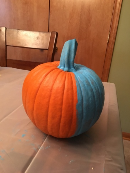 Donald Tsum Tsum pumpkin in progress