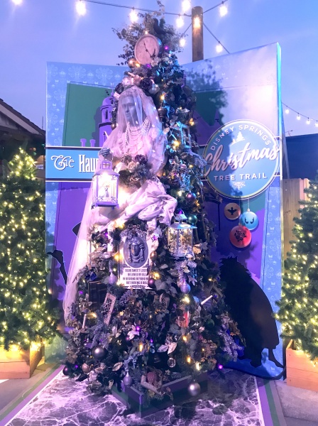 Christmas tree themed to The Haunted Mansion