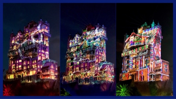 Holiday projections on the Tower of Terror