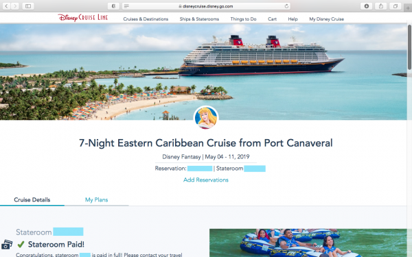 disney cruise reservation