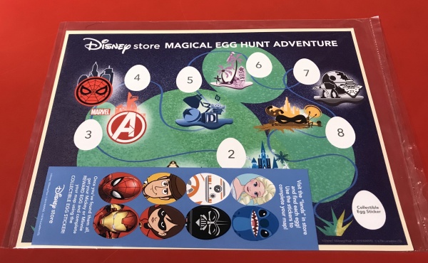 Map and stickers for the Disney store egg hunt