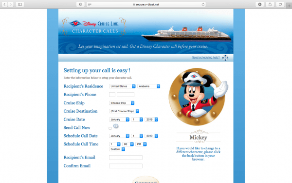 Schedule a character call before your Disney Cruise