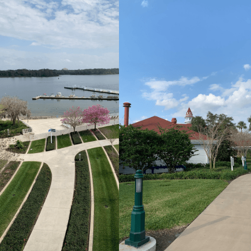 Arial view of May Lake Tower Grounds & The Grand Floridian Walkway