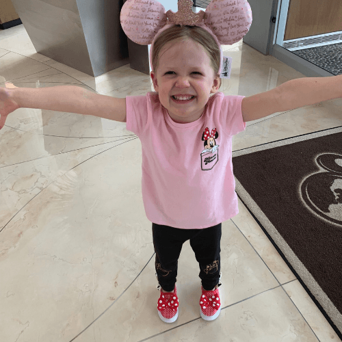 Caleigh in the lobby of Bay Lake Tower