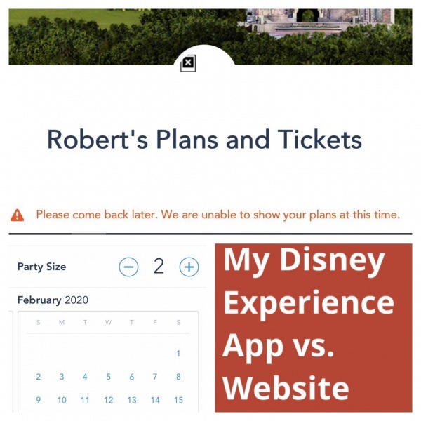 My Disney Experience App Vs. Website