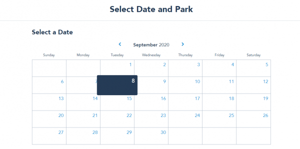 Walt Disney World's New Park Pass System date selection