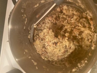The risotto is done cooking | Festival of the Arts Wild Mushroom Risotto