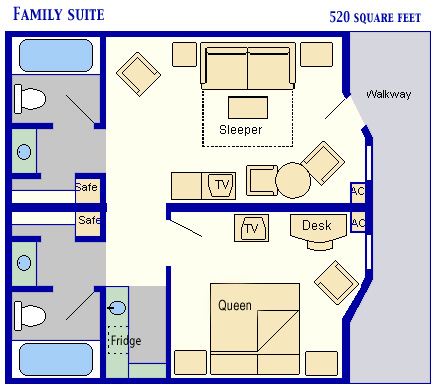 Family Suites at Disney's All Star Music Resort Room Layout