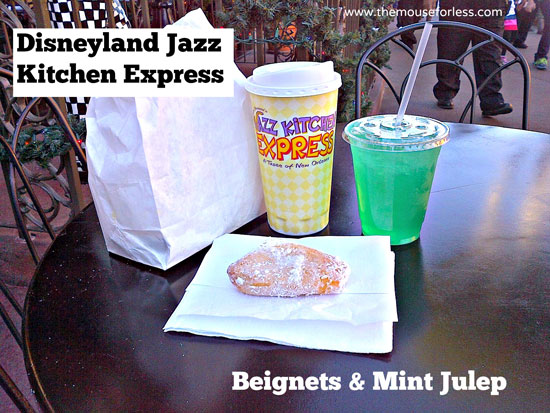 Beignets and Mint Julep from Jazz Kitchen Express Restaurant at Disneyland Resort Downtown Disney