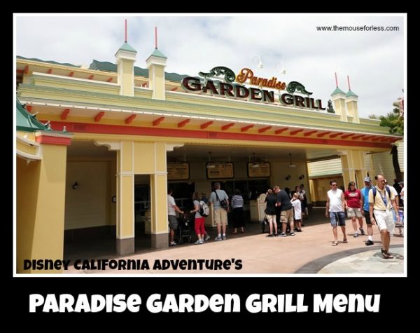 Paradise Garden Grill Menu