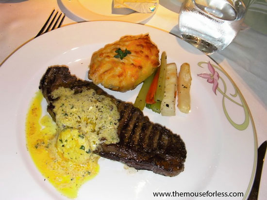 Disney Dream Enchangted Garden – New York Strip Steak #DCL #Dining