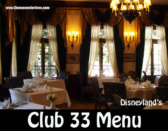 Club 33 Menu