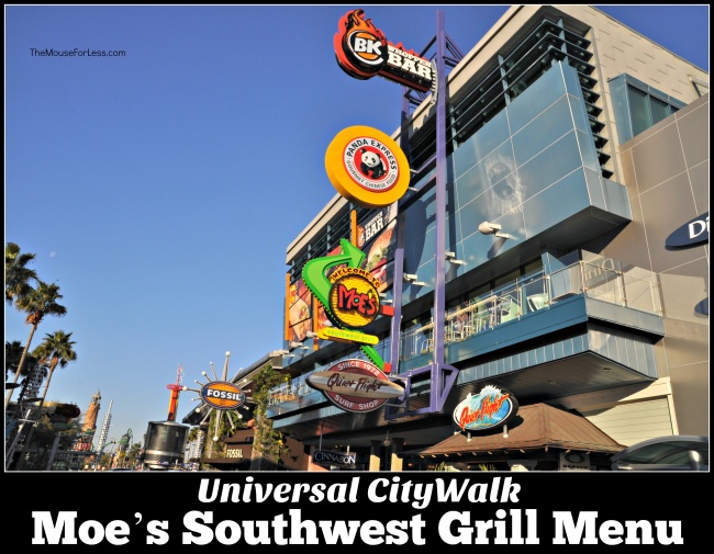 Moe's Southwest Grill Menu Universal CityWalk