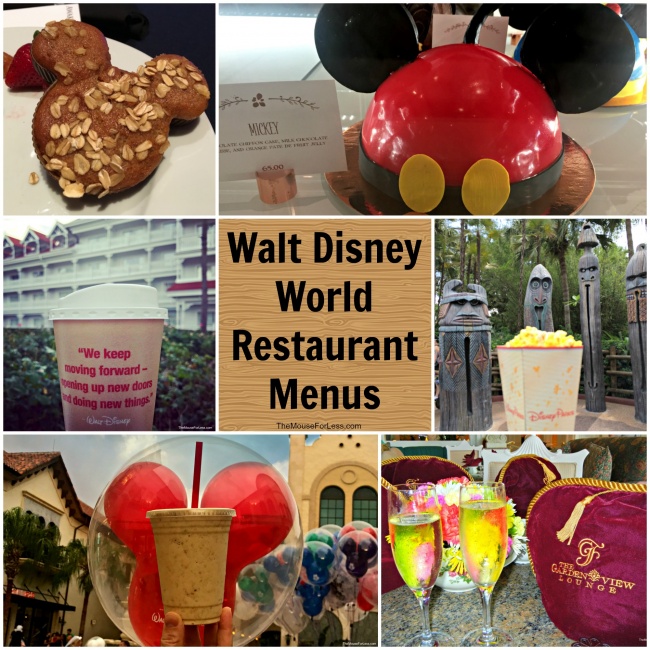 Walt Disney World Menus Restaurant Dining Menus