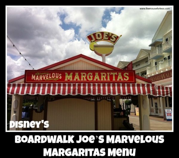 Boardwalk Joe's Marvelous Margaritas Menu