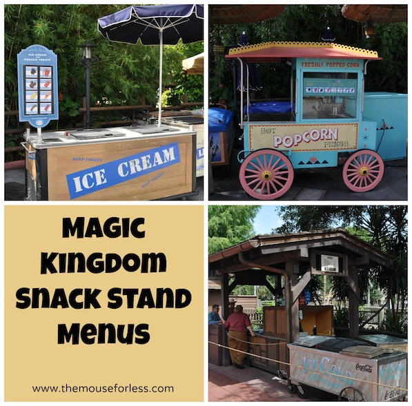 Magic Kingdom Snack Cart Menus at Walt Disney World #DisneyDining #MagicKingdom