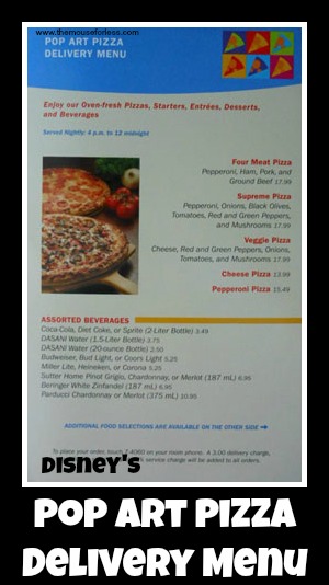 Pop Art Pizza Menu