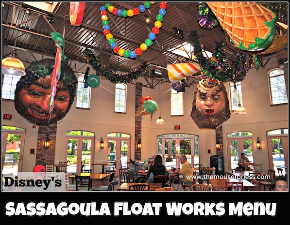 Sassagoula Float Works and Food Factory Menu at Disney's Port Orleans French Quarter #DisneyDinig #PortOrleansResort