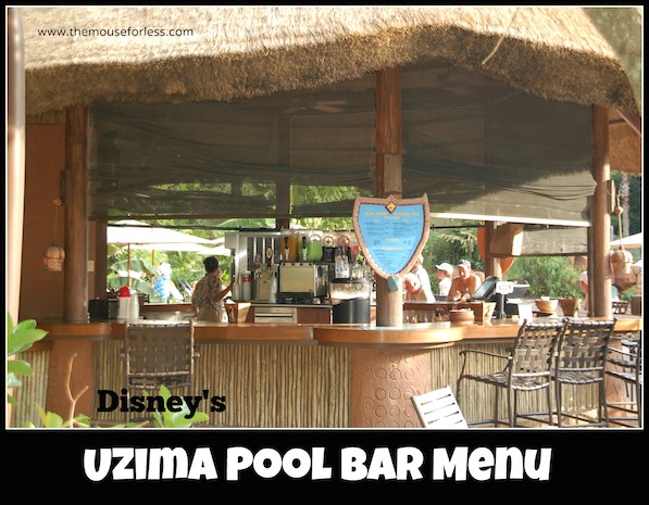 Uzima Springs Pool Bar Menu at Disney's Animal Kingdom Lodge #DisneyDining #AnimalKingdomLodge